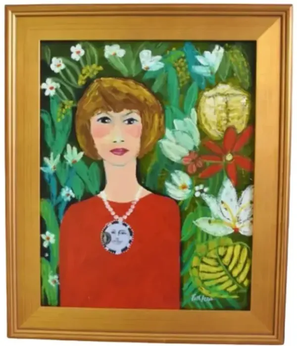 French Mademoiselle Floral Portrait - green