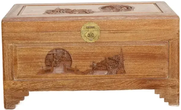 Vintage Chinese Finely Carved Chest - de-cor - Brown