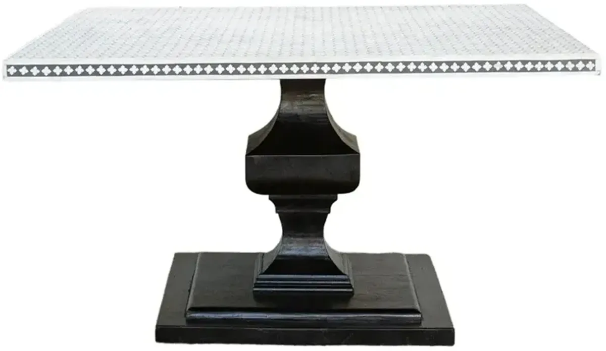 Square Black & White Inlay Dining Table - de-cor - Handcrafted