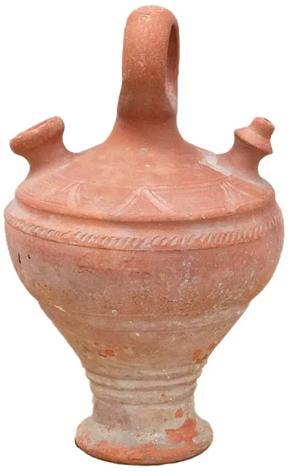 Antique Spanish Terracotta Botijo Vessel - de-cor - brown