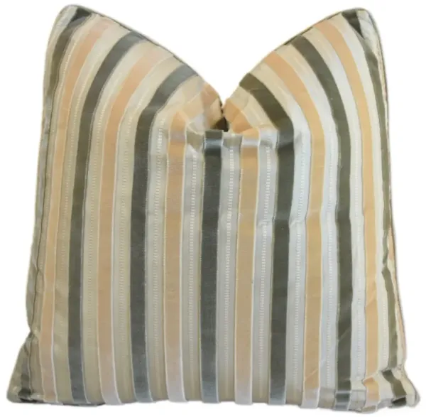 Designer Green/Gold Stripe Velvet Pillow