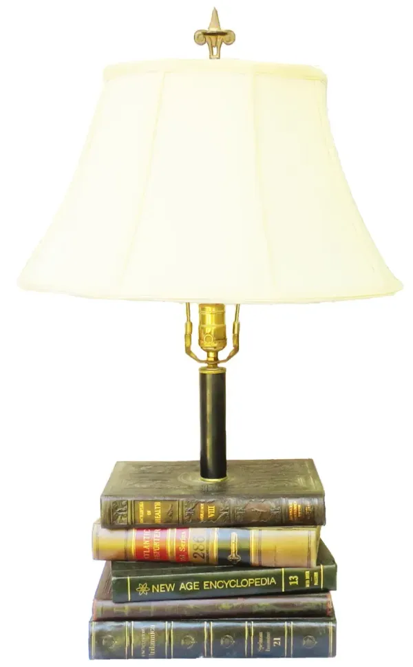 Book Stack Table Lamp W/ Shade & Finial - Chez Vous - black