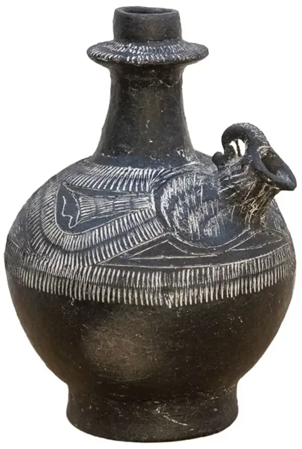Zoomorphic Peruvian Chimu Blackware Vase - de-cor