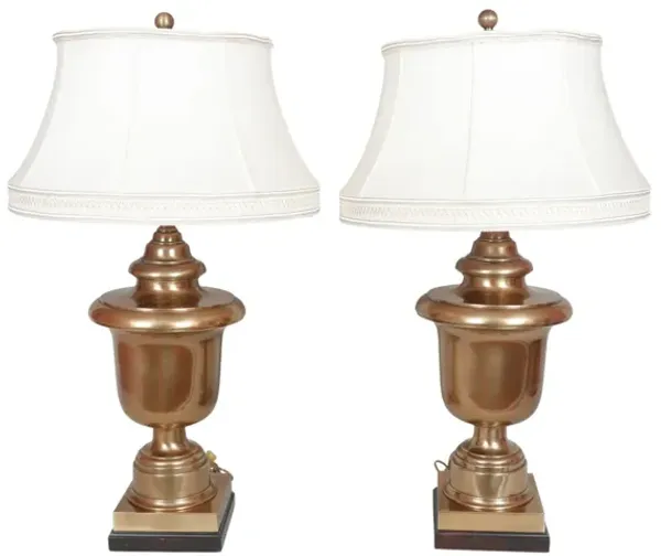 Brass Urn Table Lamps - a Pair - Interesting Things - gold