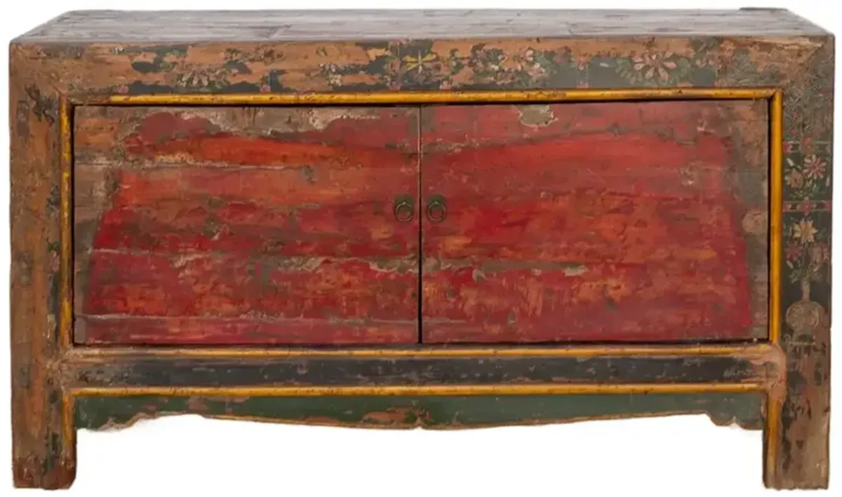 Antique Painted Qing Dynasty Cabinet - de-cor - Red