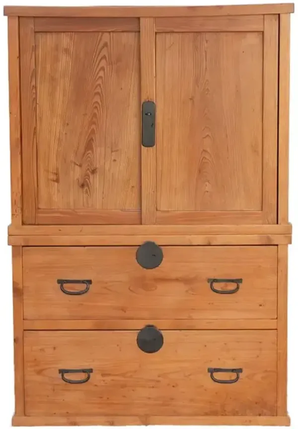 Antique Tall Japanese Tansu Cabinet - de-cor - Brown