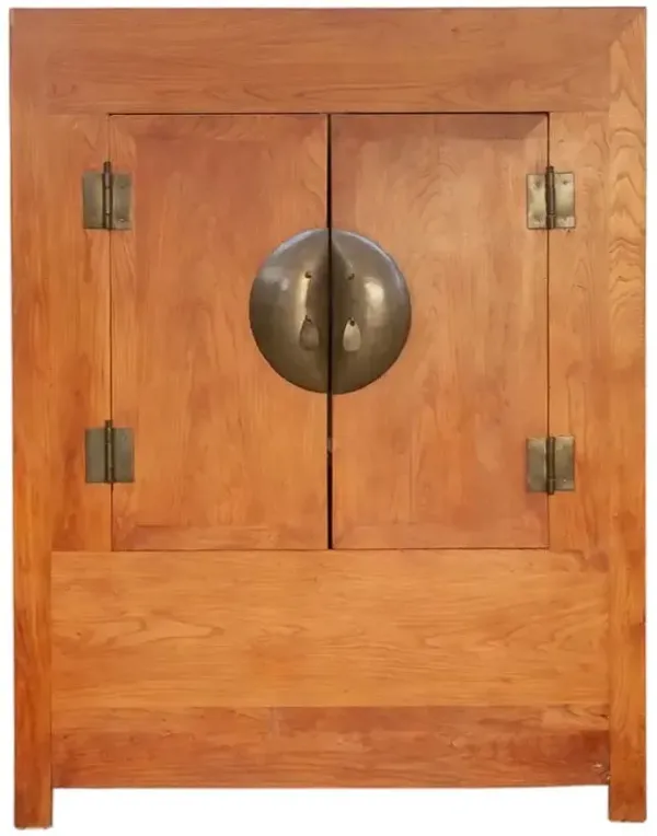 19th Century Chinese Elm & Brass Armoire