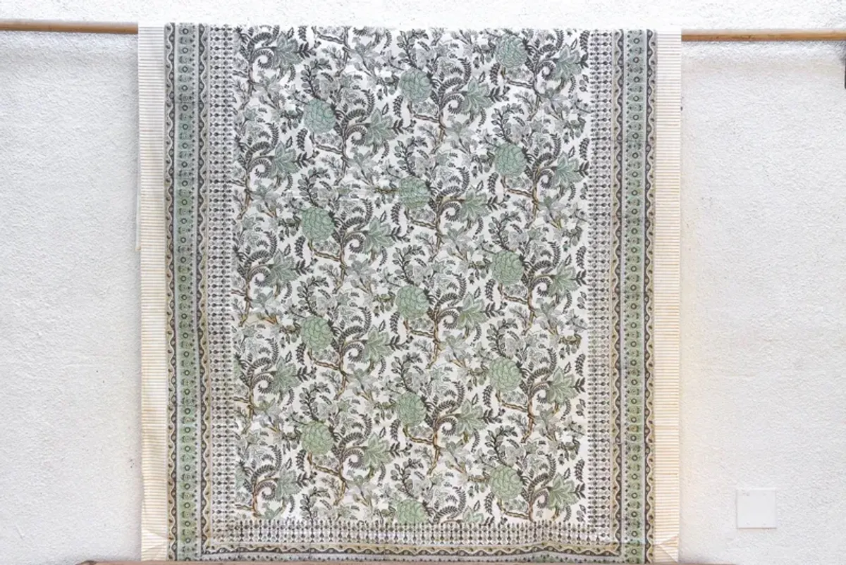 Olive Garden, Hand Blockprint Coverlet