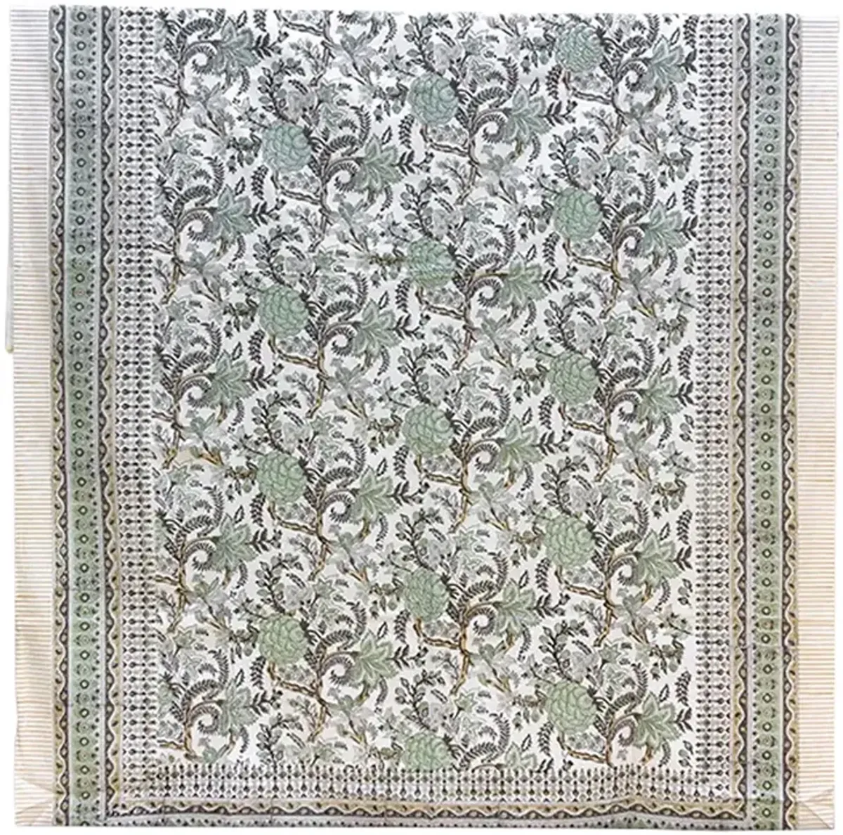 Olive Garden - Hand Blockprint Coverlet - de-cor - Handcrafted - Green