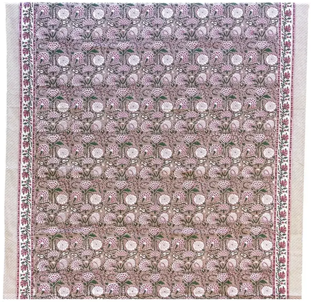 Wisteria Bloom, Hand Blockprint Coverlet