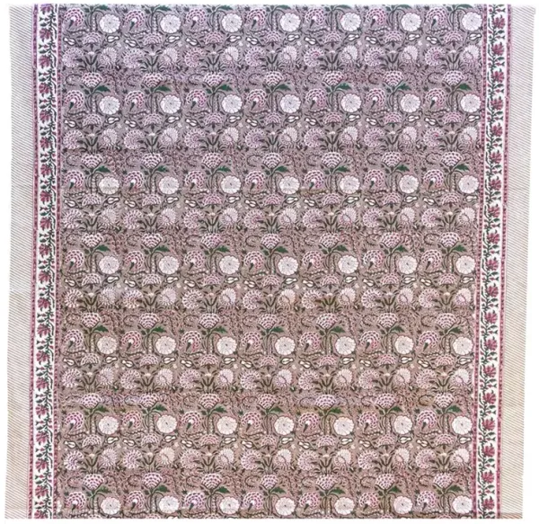 Wisteria Bloom - Hand Blockprint Coverlet - de-cor - Handcrafted - Pink