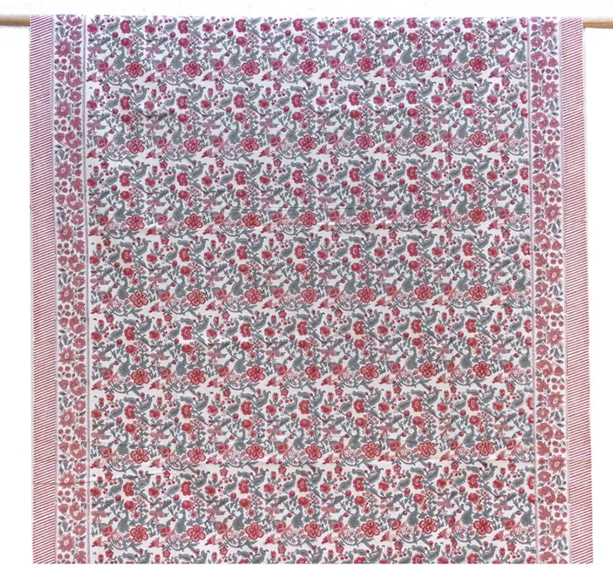 Maison des Fleurs - Blockprint Coverlet - de-cor - Handcrafted - Red