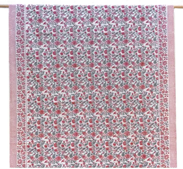 Maison des Fleurs - Blockprint Coverlet - de-cor - Handcrafted - Red