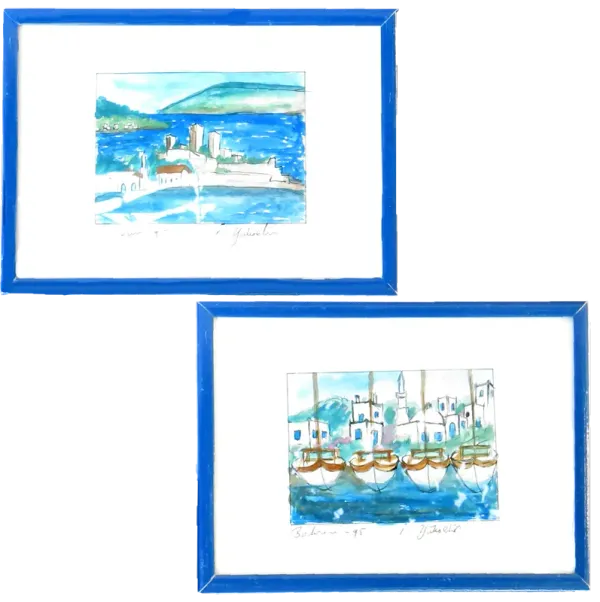 Nautical / Coastal Watercolors - Set of 2 - Chez Vous - blue