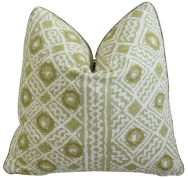 Raoul Textiles Green & Ivory Mali Pillow