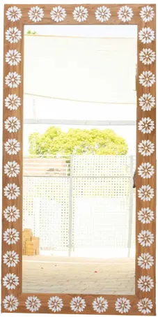 Floral Blossom Inlay Floor Mirror