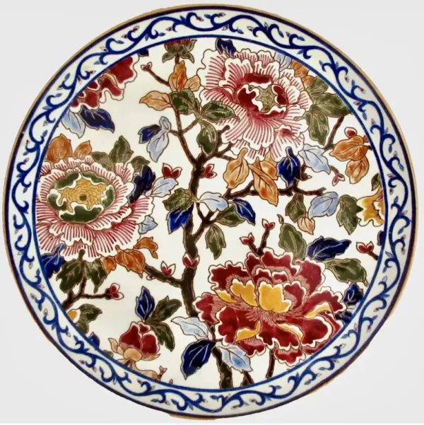 Gien French Faience Peonies Wall Plate