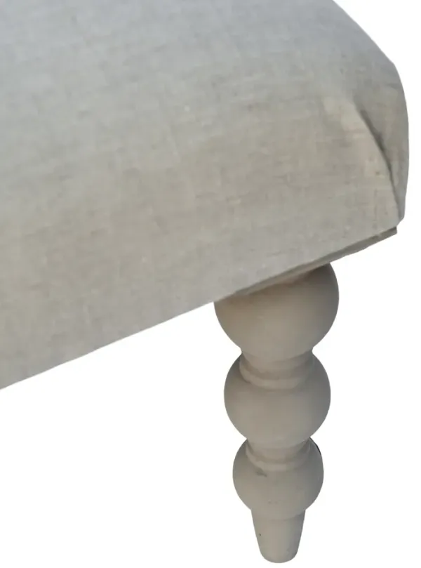 Narrow European Natural Linen Ottoman - Fleur de Lex Antiques - white