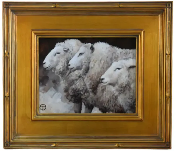 Farmhouse Sheep Painting - gray