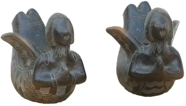 Pair of Vintage Clay Mythological Sirens