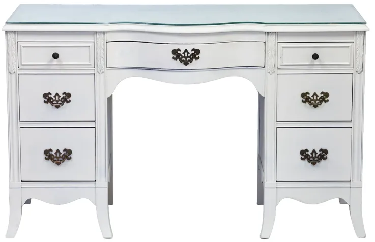 Mid-Century Ivory Mahogany Desk/Vanity