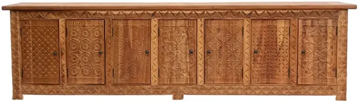 Long Coromandel Coast Carved Sideboard