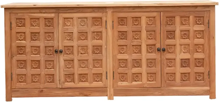 80" Long Reclaimed Teak Lotus Credenza