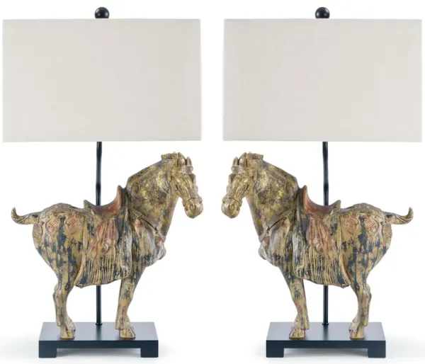 Dynasty Horse Table Lamp Pair