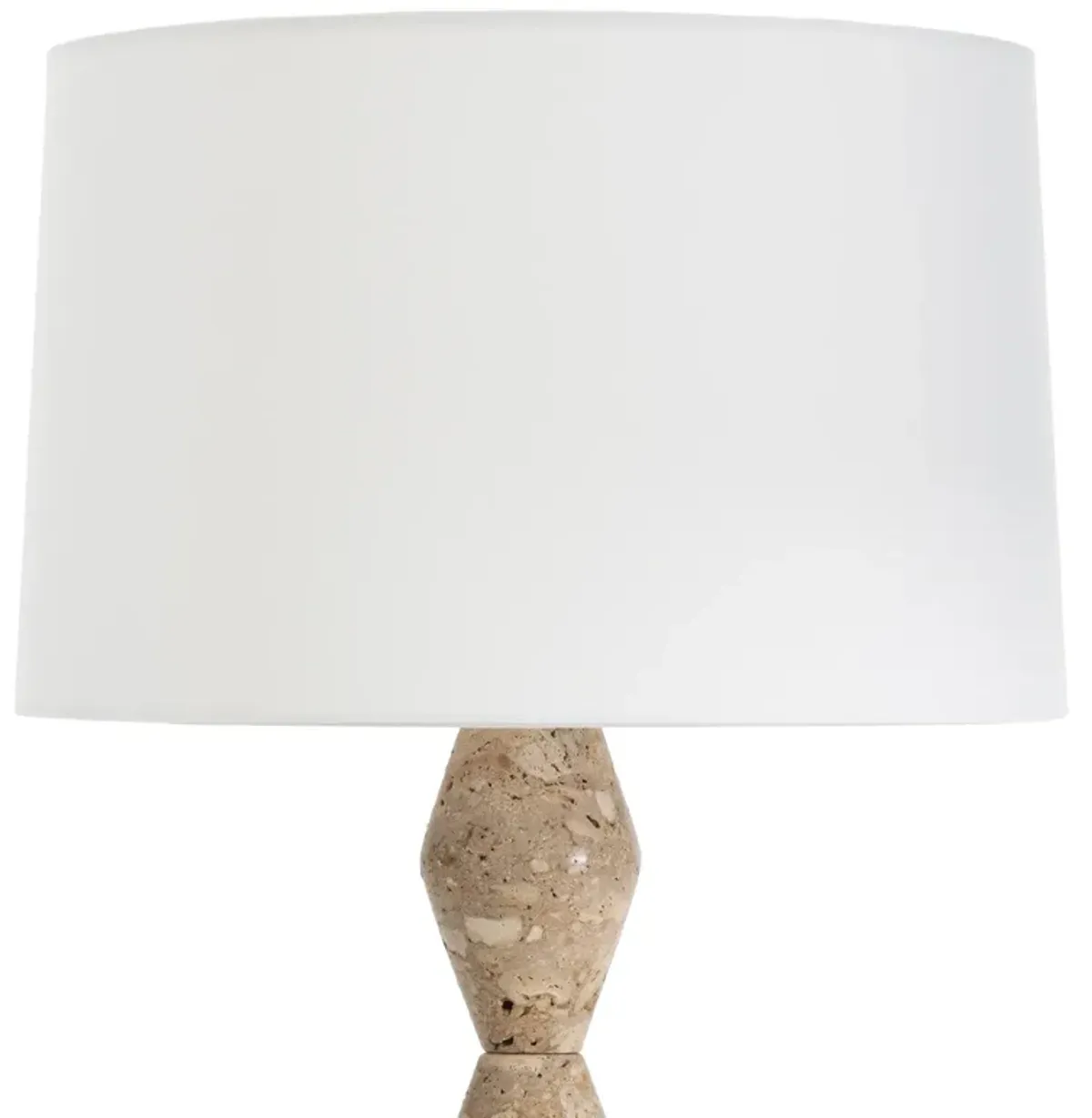 Crew Travertine Buffet Lamp (Natural Linen Shade)