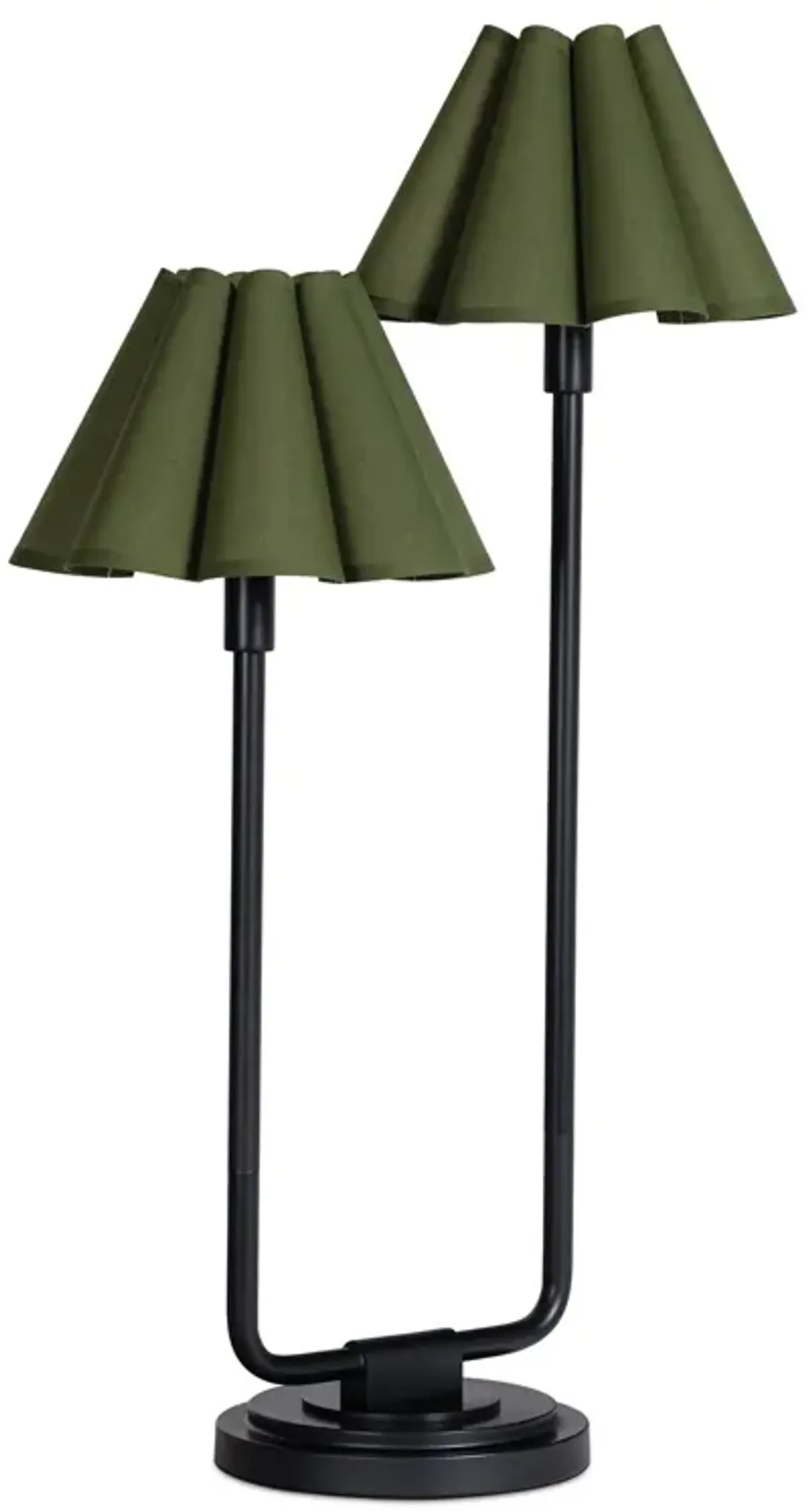 Polly Double Arm Table Lamp (Blackened Brass with Green Shade)
