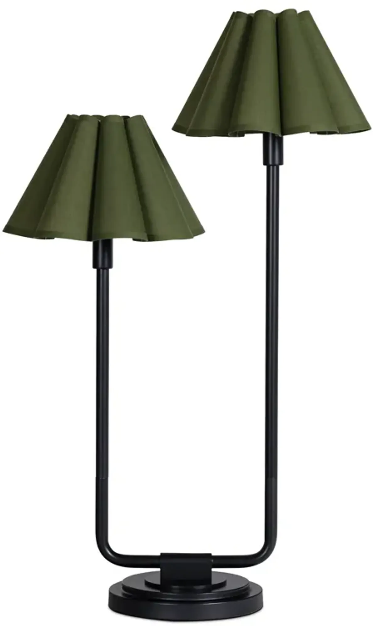 Polly Double Arm Table Lamp (Blackened Brass with Green Shade)