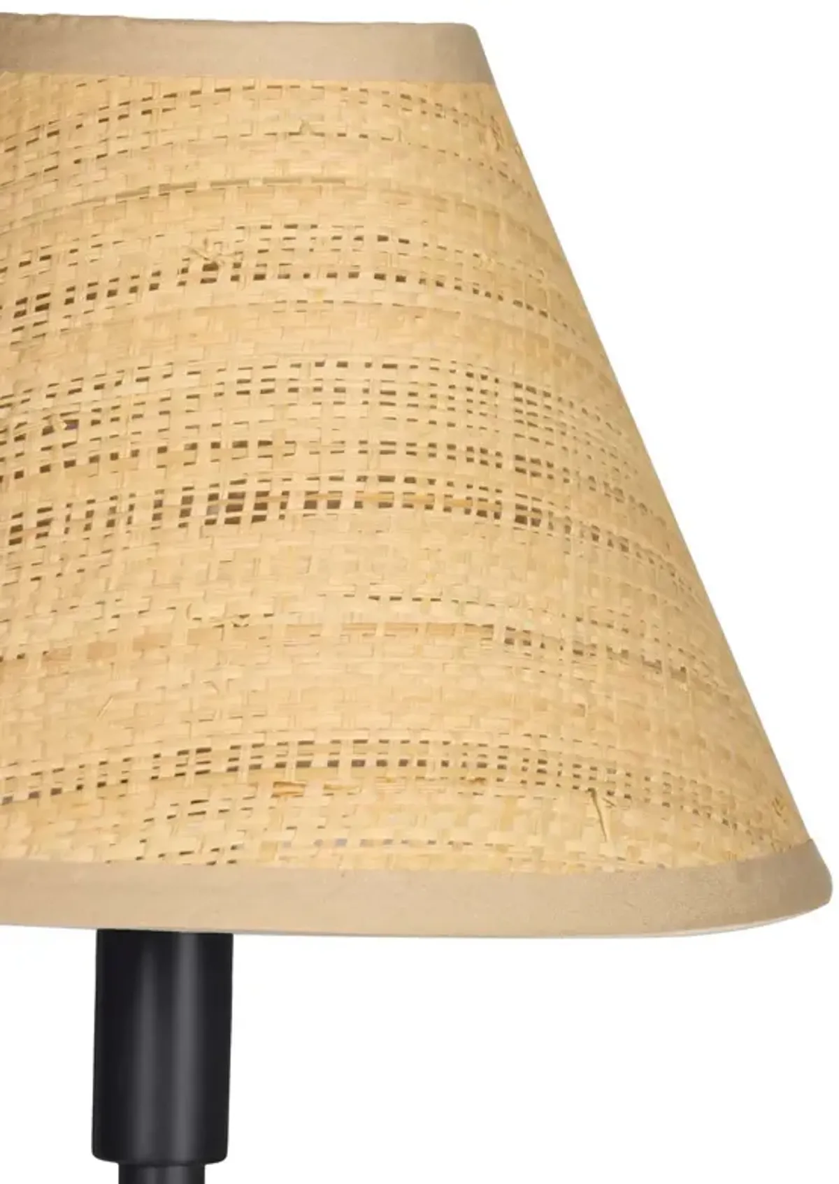 Polly Double Arm Table Lamp (Blackened Brass with Rattan Shade)