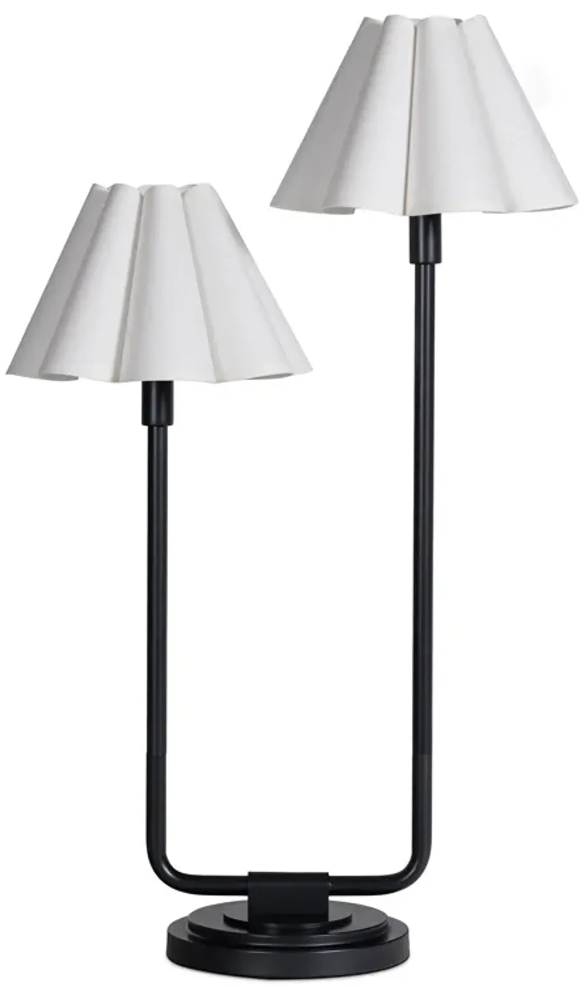 Polly Double Arm Table Lamp (Blackened Brass with White Shade)