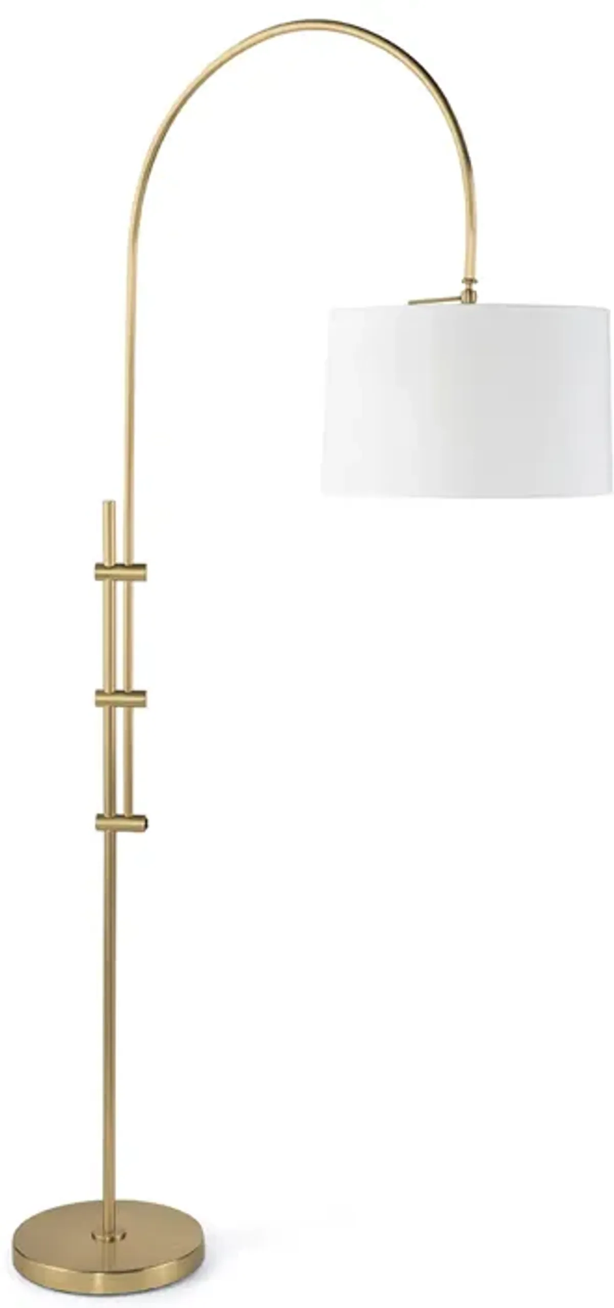 Arc Floor Lamp With Fabric Shade (Natural Brass)