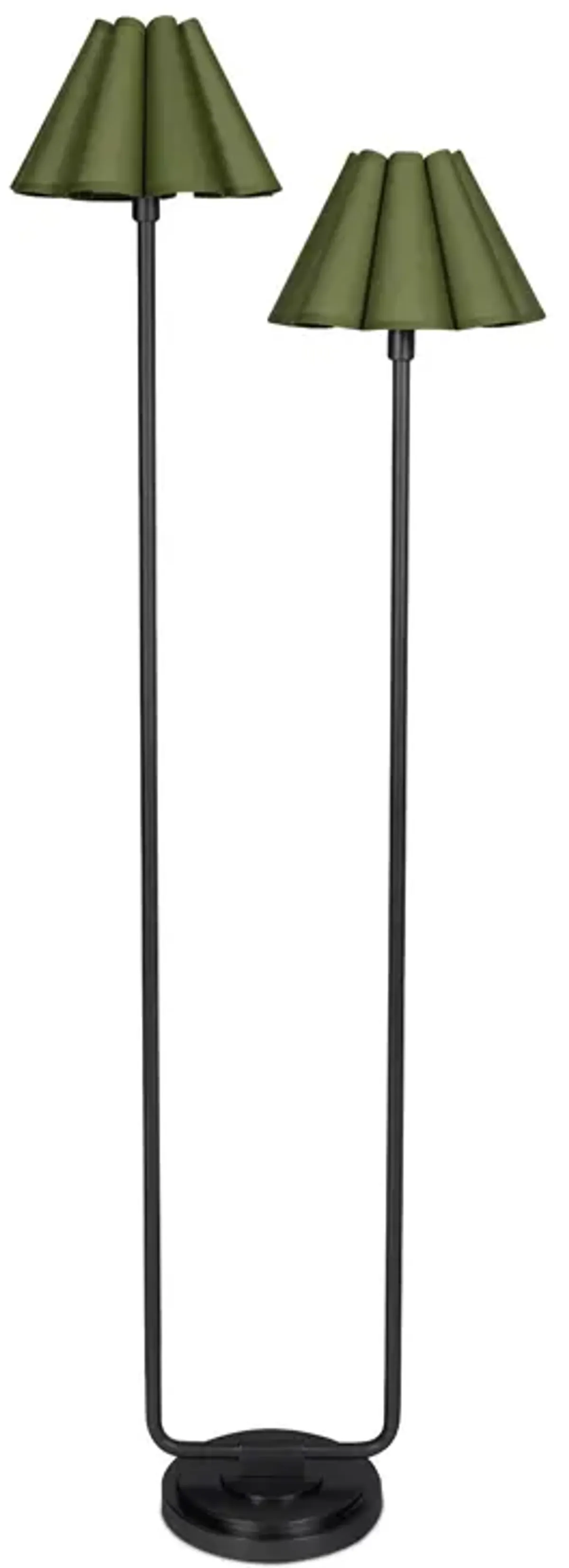 Polly Floor Lamp (Blackened Brass with Green Scalloped Shade)