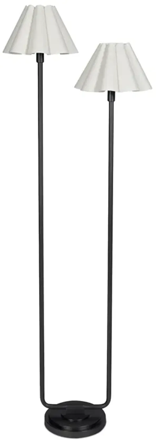 Polly Floor Lamp (Blackened Brass with White Scalloped Shade)