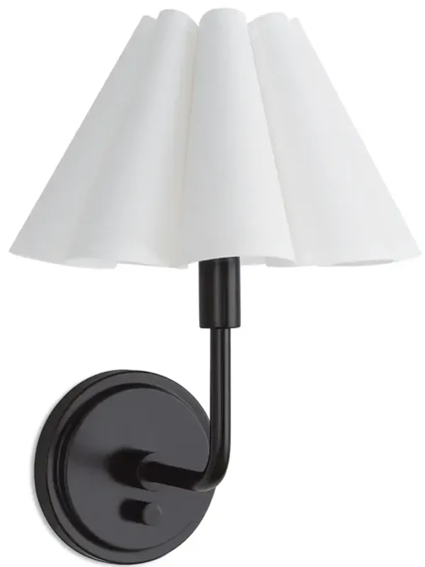 Polly Sconce Single (Blackened Brass with White Scalloped Shade)