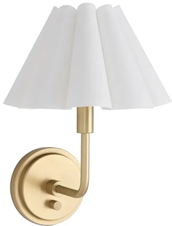 Polly Sconce Single (Natural Brass with White Scalloped Shade)