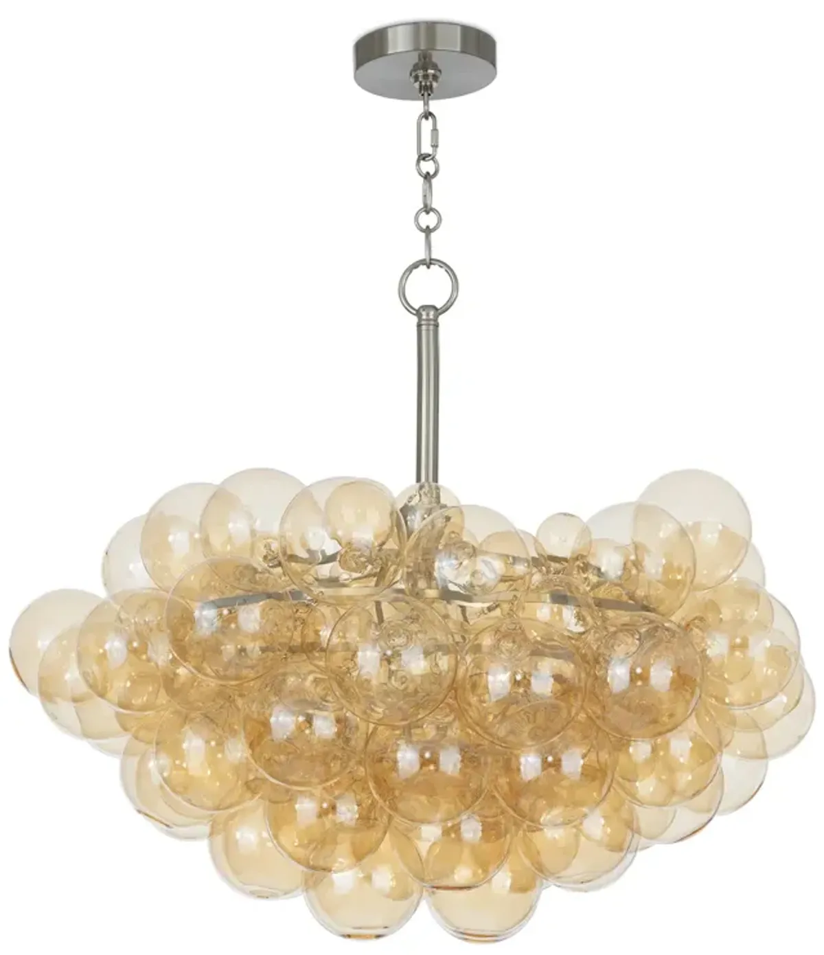 Bubbles Chandelier (Brushed Nickel with Amber Glass)