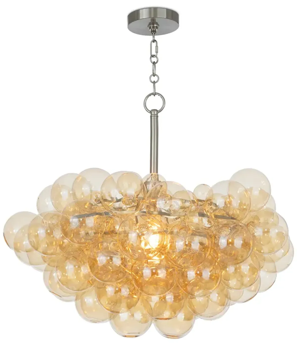 Bubbles Chandelier (Brushed Nickel with Amber Glass)