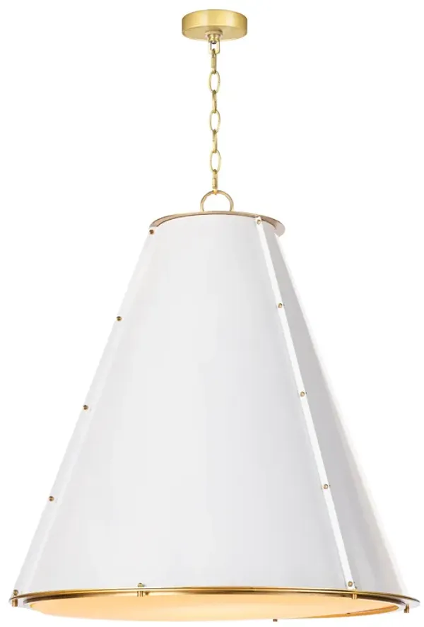 French Maid Chandelier Large (White and Natural Brass)