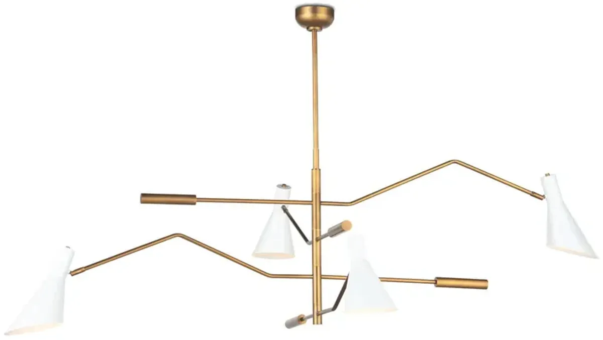 Spyder Chandelier (White and Natural Brass)
