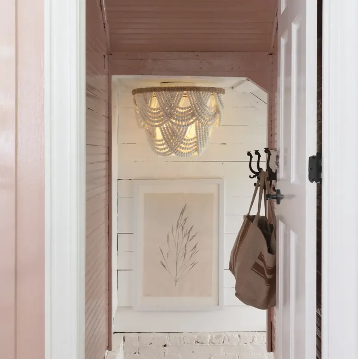 Lorelei Wood Bead Flush Mount (White)