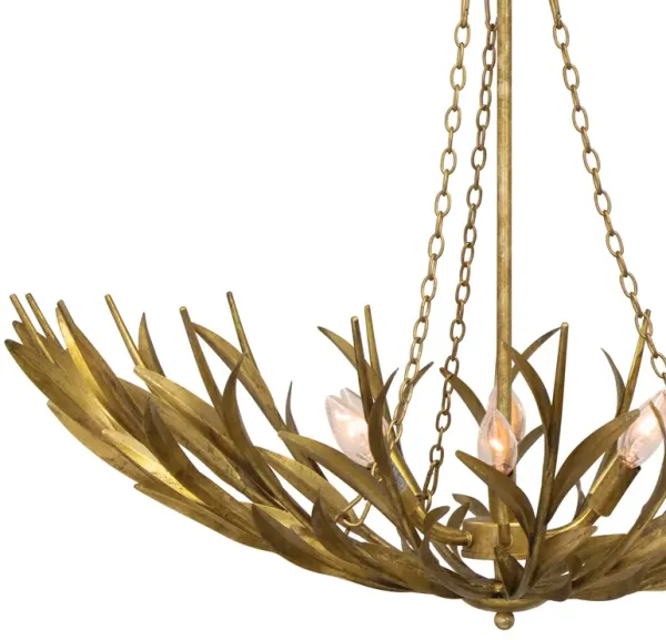River Reed Basin Chandelier (Antique Gold Leaf)