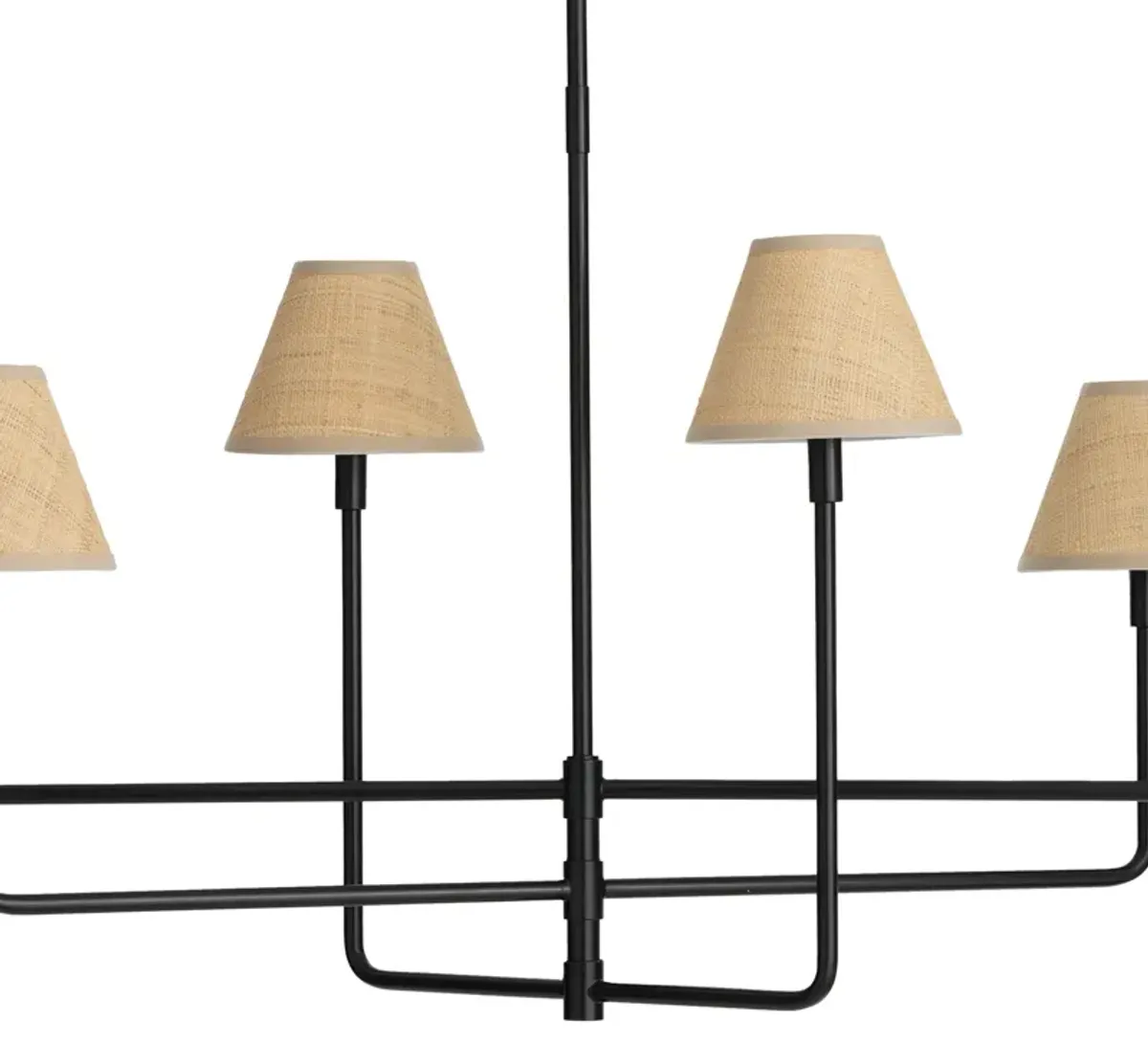 Polly Metal Chandelier (Blackened Brass with Rattan Shade)