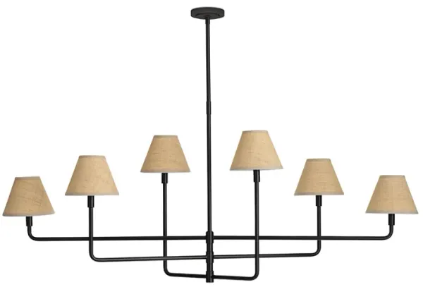 Polly Metal Chandelier (Blackened Brass with Rattan Shade)