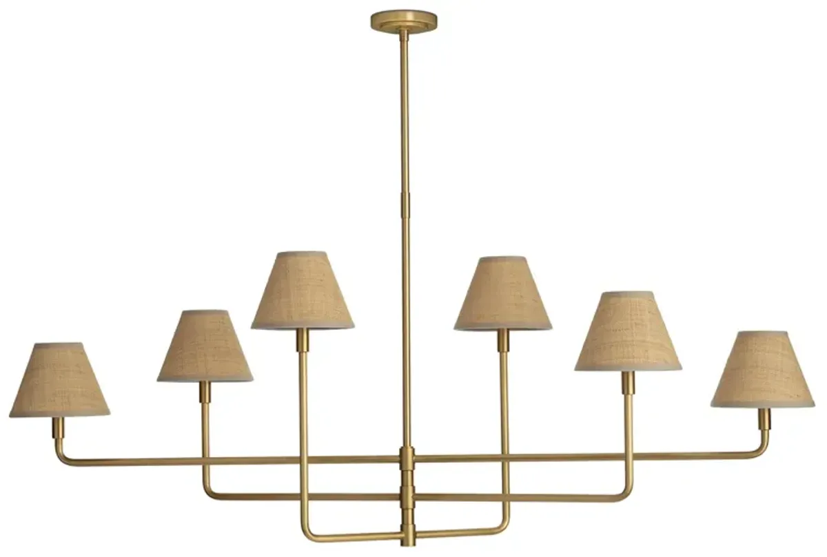 Polly Metal Chandelier (Natural Brass with Rattan Shades)