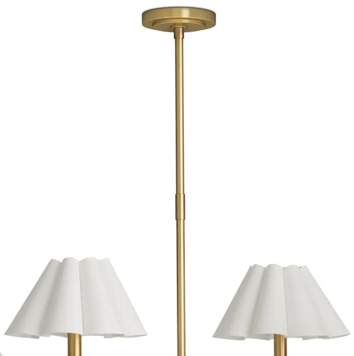 Polly Metal Chandelier (Natural Brass with White Scalloped Shade)