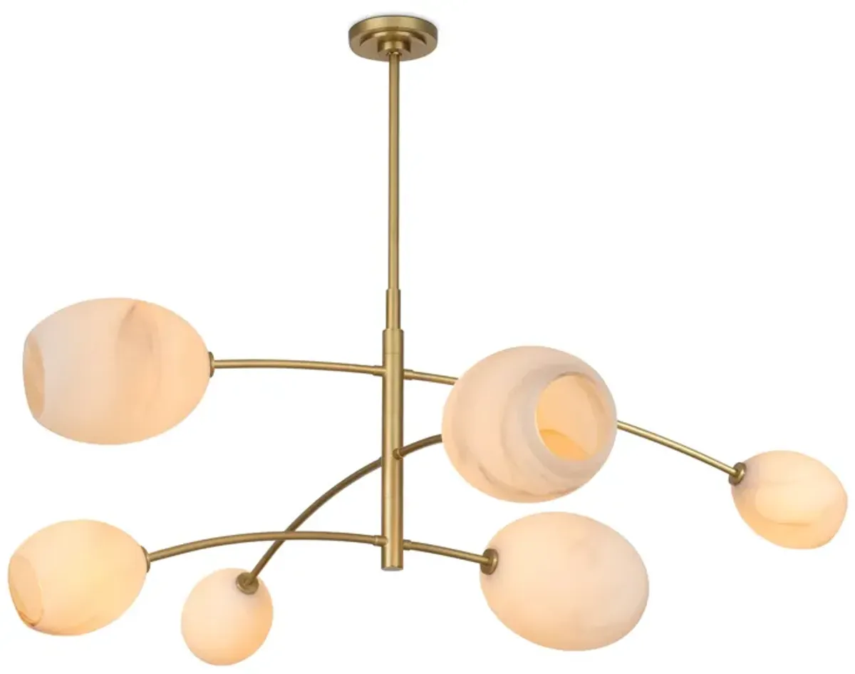 Artemis Chandelier (Natural Brass with Alabaster Glass)