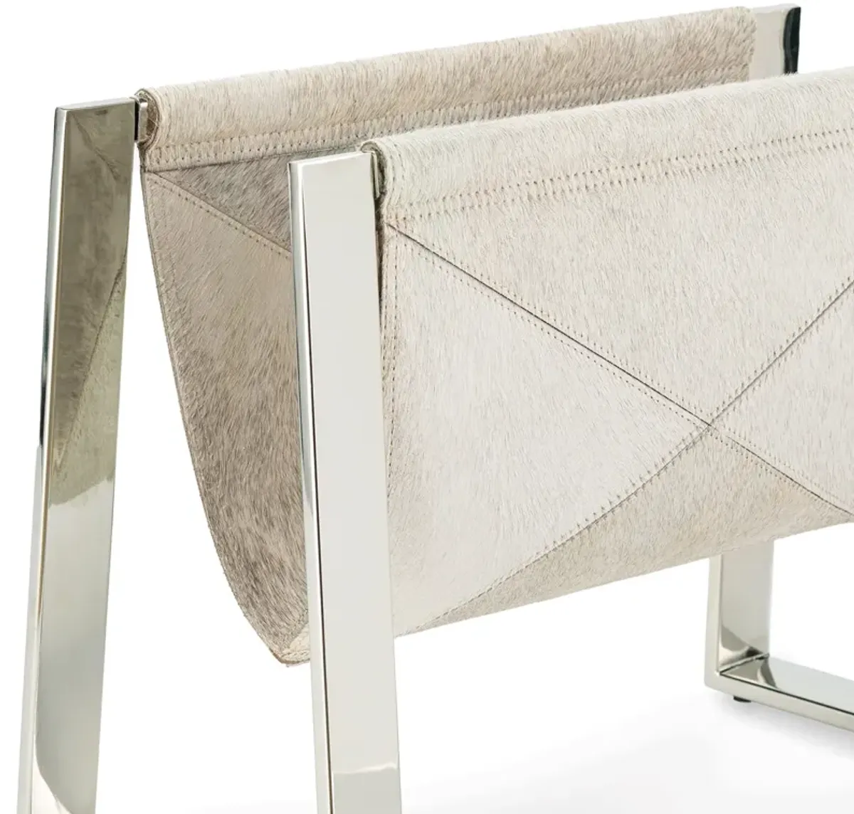 Andres Hair on Hide Magazine Rack (Polished Nickel)